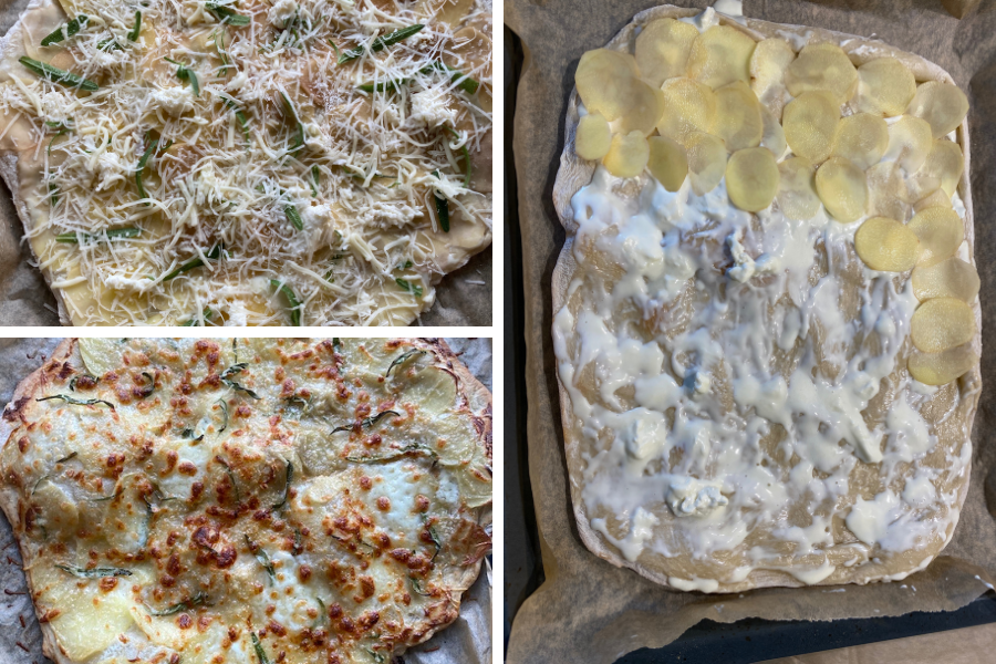 hvid kartoffelpizza med mascarpone og rosmarin