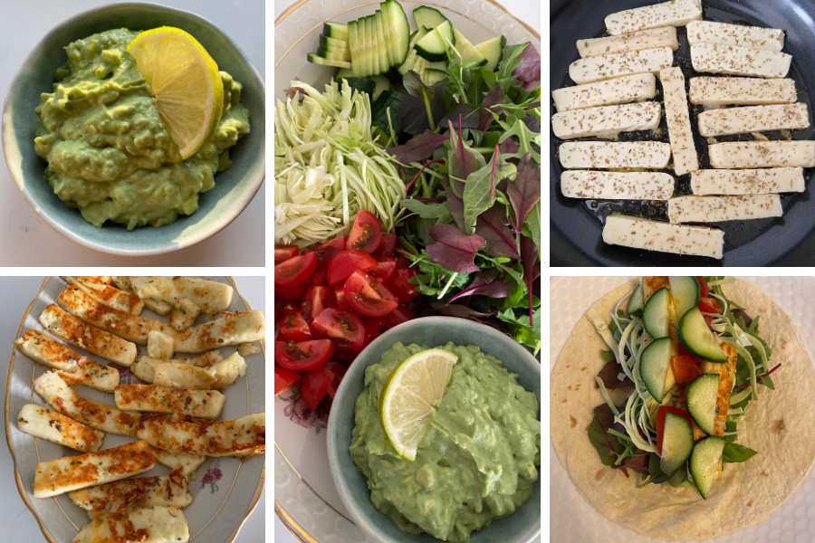 halloumi wraps med guacamole